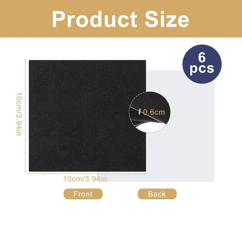 Zelphvt 6 Pcs Adhesive Foam Padding, Closed Cell Foam 1/4" Thick Adhesive Rubber Pads 4" X 4" Anti-Slip Vibration Pads for Furniture, Cars, Speakers, DIY - Image 2